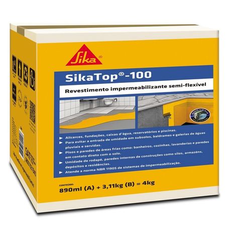 161073_2 Revestimento Impermeabilizante Sikatop 100 4kg - SIKA - Cinza