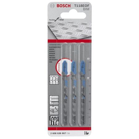 Lâmina Serra Tico Tico para Metal T118EOF 3 Pçs - BOSCH - 03 Peças