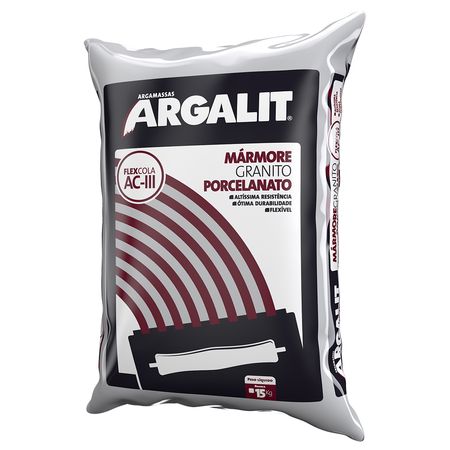 Argamassa Flex-Cola AC-3 para Mármore, Granito e Porcelanato 15kg - ARGALIT - Branca