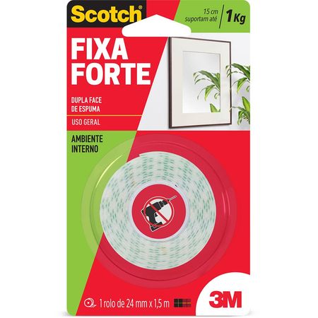 162728_2 Fita Dupla Face Scotch Fixa Forte Espuma 3M 24mm x 1,5m
