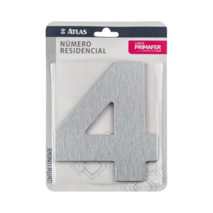 Número Residencial 4 em ACM Escovado - ATLAS - NUMERO 4 RESIDENCIAL EM ACM ESCOVADO PR3001 ATLAS#