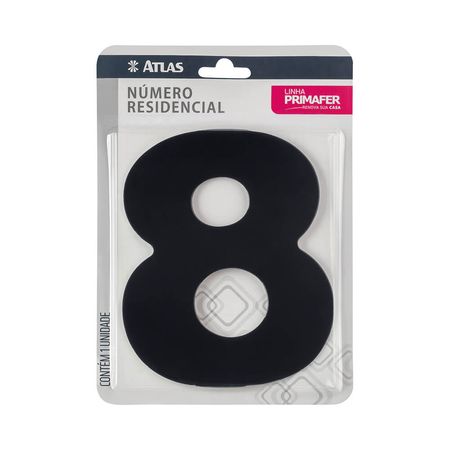 Número Residencial 8 ACM Preto - ATLAS