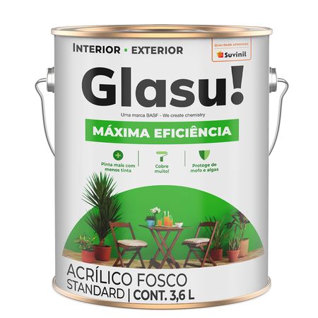 166442_2 Tinta Acrílica Máxima Eficiência Standard Fosco 3,6l - Glasu!