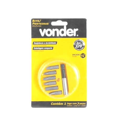 Kit Bits E Ponteiras Encaixe Sextavado 1/4 7 Peças  - VONDER
