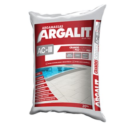 Argamassa Flex AC-3 para Grandes Formatos e Piso Sobre Piso 20kg - ARGALIT - Cinza