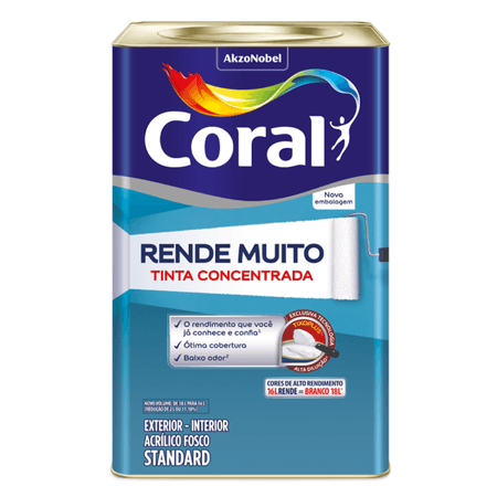 168428_2 Tinta Acrílica Rende Muito Standard Fosco 16l - Coral