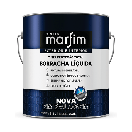 169604_2 Tinta Acrílica Fachada Emborrachada Proteção Total 3,6L - Tintas Marfim - Branco - 3,6L