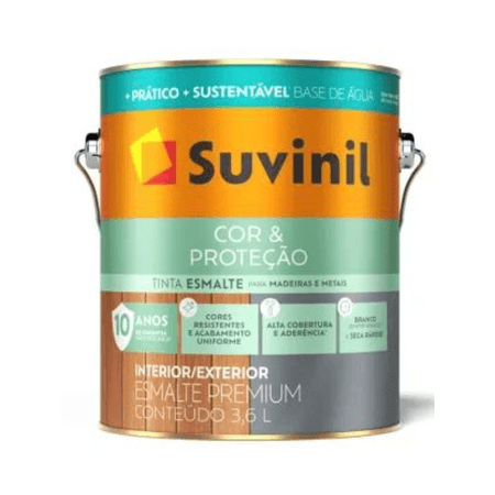 169779_2 Esmalte Base Água Cor & Proteção Acetinado 3,6l - Suvinil - Branco