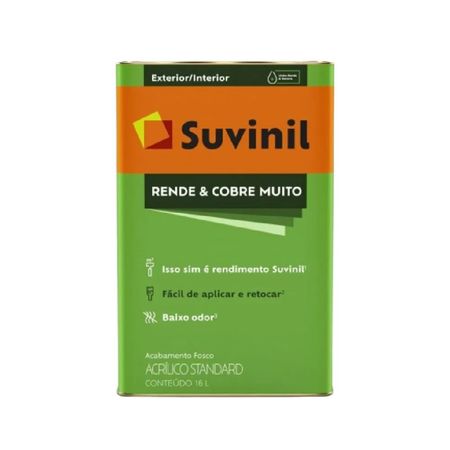 Tinta Rende e Cobre Muito 16 Litros - Suvinil - BASE A2 ACR ST FOS 16L R&C MUITO SUVINIL