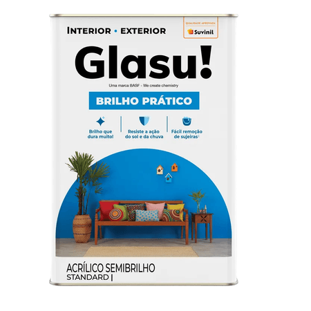 Tinta Brilho Prático 16 Litros - Glasu! - BASE A ACR ST SEMI BRI 16L BRILHO PRATICO GLASU!