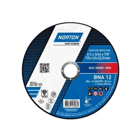 Disco de Corte BNA12 4,5 T41 115X1,0X22,23 - Norton