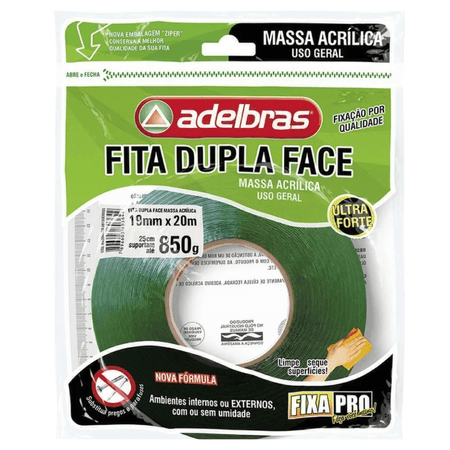 Fita Dupla Face Massa Acrílica 200 19mmX20m - Adelbras - Transparente