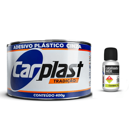 Adesivo Plástico com Catalisador 400gr - Carplast - Cinza