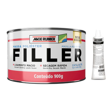 Massa Poliéster Filler com Catalisador  900gr - Maxi Rubber