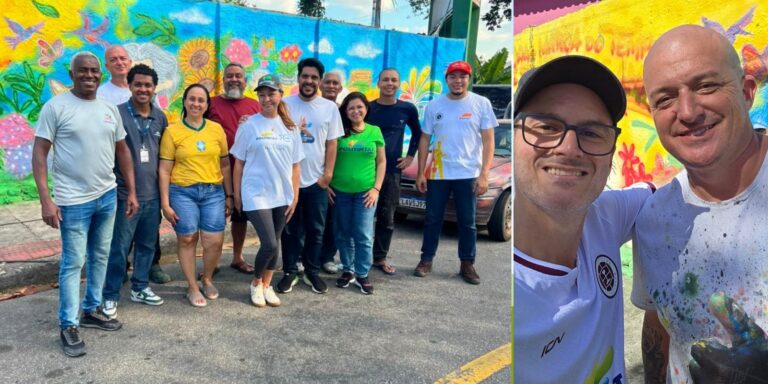 Equipe de voluntários e profissionais da pintura participa da revitalização do Asilo dos Idosos de Vitória, em ação apoiada pela Politintas para renovar os ambientes com novas cores e torná-los mais acolhedores.