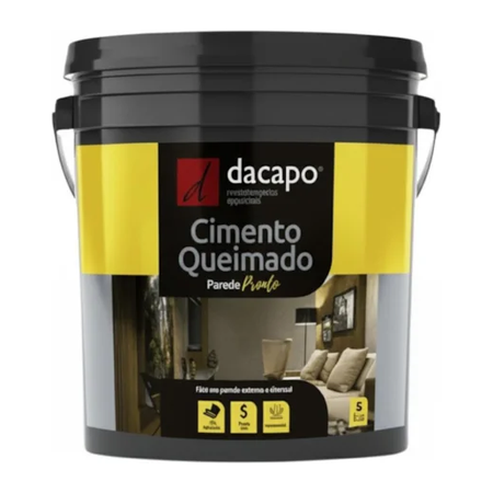Balde de 5 kg do Revestimento Cimento Queimado Parede Pronto da Dacapo