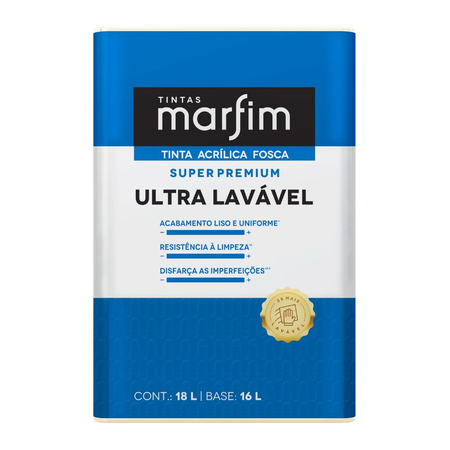 Lata de 18 litros da Tinta Acrílica Super Premium Fosco Ultra Lavável da Tintas Marfim